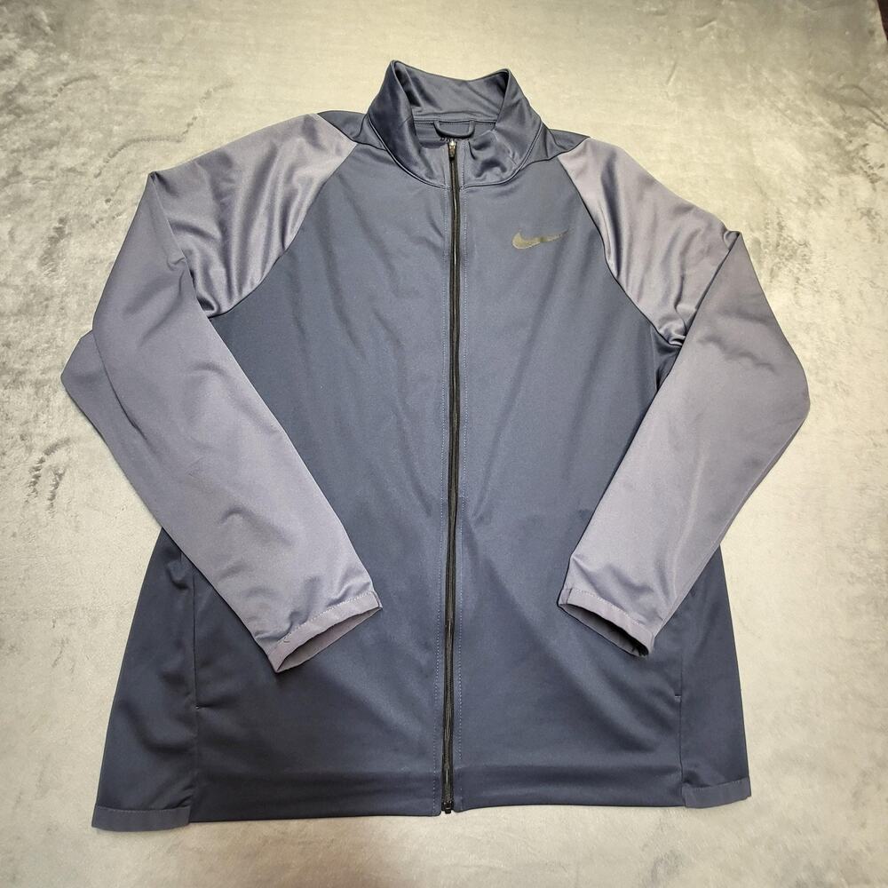 Nike Track Jacket Mens L Blue Dri-FIT Full Zip Lightweight Breathable Pockets